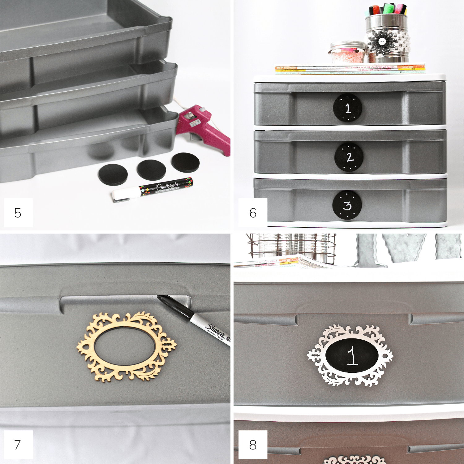 DIY Faux Stainless Steel Plastic Drawers Step 5-8