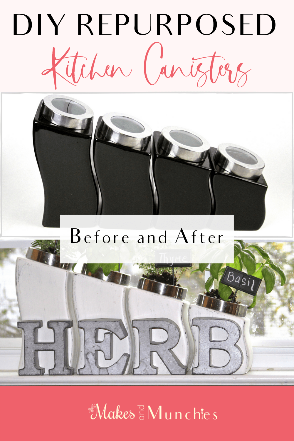 DIY Repurposed Kitchen Canisters