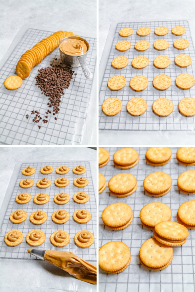 Chocolate Peanut Butter Ritz Cookies Step 1-4